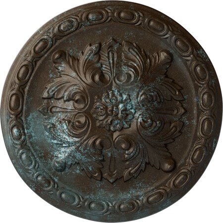 Ekena Millwork Stockport Ceiling Medallion, Hand-Painted Bronze Blue Patina, 11 3/4"OD x 3/8"P CM12STBBS